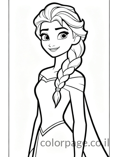 אלזה עומדת עם שיער צמה ארוכה