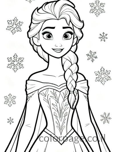 אלזה עם פתיתי שלג מסביבה