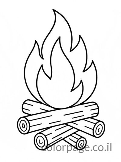 מדורה קלאסית עם גזעים ולהבות