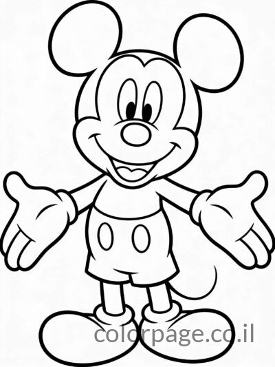 מיקי מאוס מחייך עם ידיים פתוחות
