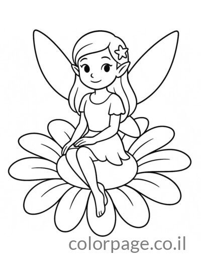 פיה יושבת על פרח גדול